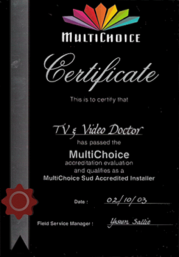 TV + Video Doctor's Multichoice Accredited Installer Certification